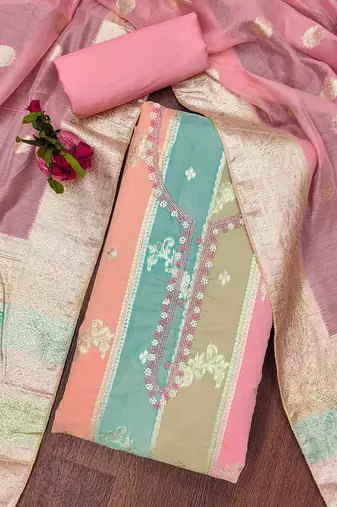 multicolor jacquard woven dress material