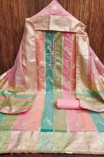 multicolor jacquard woven dress material
