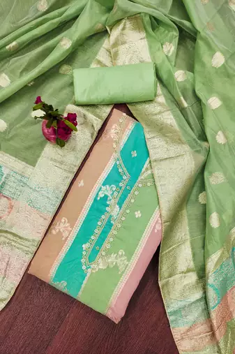 multicolor jacquard woven dress material