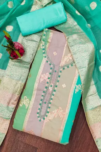 multicolor jacquard woven dress material