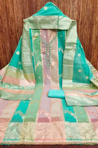 multicolor jacquard woven dress material