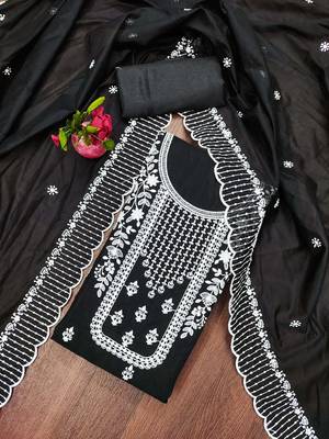 black cotton embroidered dress material 1