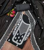 black cotton embroidered dress material