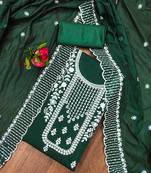 green cotton embroidered dress material