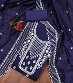 navy blue cotton embroidered dress material