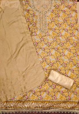 beige organza sequins dress material 2