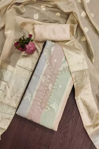 multicolor jacquard woven dress material