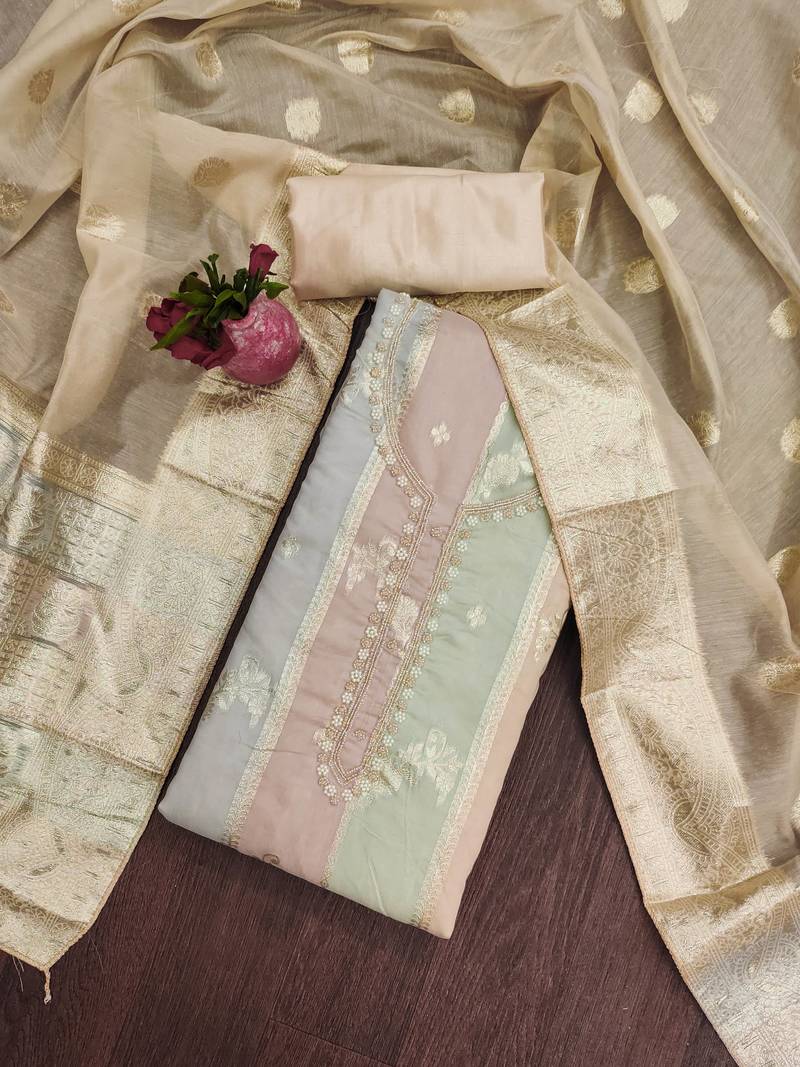 multicolor jacquard woven dress material