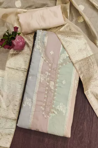 multicolor jacquard woven dress material