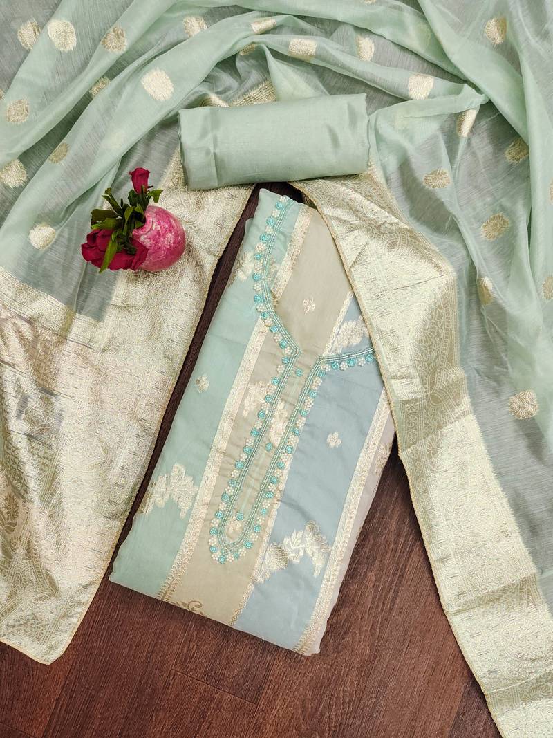 multicolor jacquard woven dress material