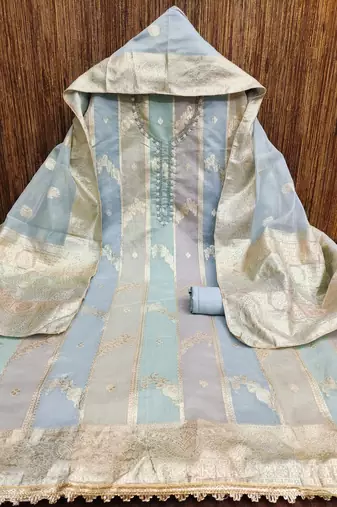 multicolor jacquard woven dress material