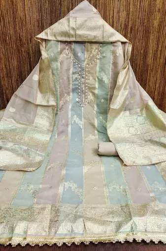 multicolor jacquard woven dress material