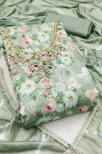 multicolor cotton hand embroidery dress material