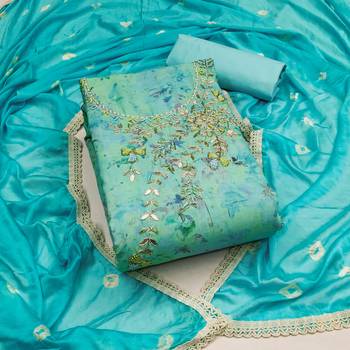 sea green cotton hand embroidery dress material 1
