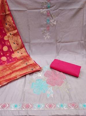 lavender silk blend sequins dress material 2