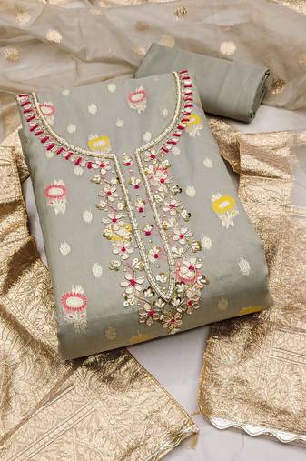 grey organza woven dress material