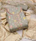 grey organza woven dress material