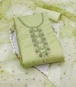 green organza woven dress material