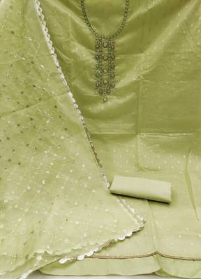 green organza woven dress material 2