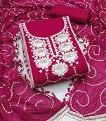 magenta chanderi silk embroidered dress material