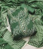 sea green organza embroidered dress material