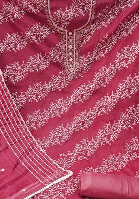 pink organza embroidered dress material 4