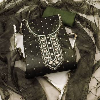 green organza woven dress material 1