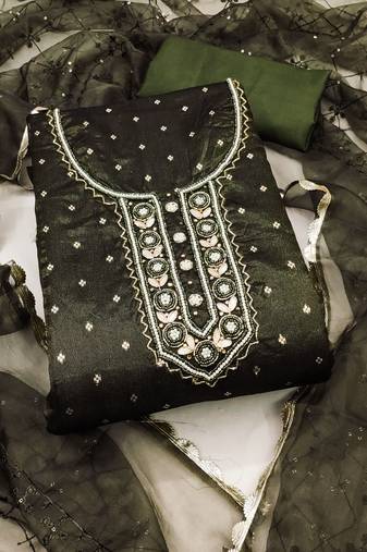 green organza woven dress material