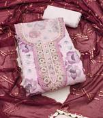 baby pink organza embroidered dress material