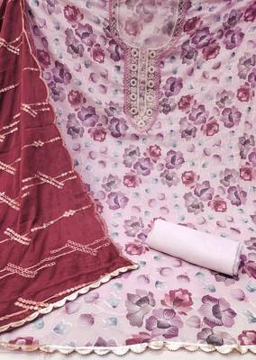 baby pink organza embroidered dress material 2