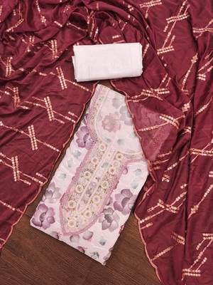 baby pink organza embroidered dress material 3
