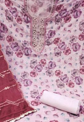 baby pink organza embroidered dress material 4