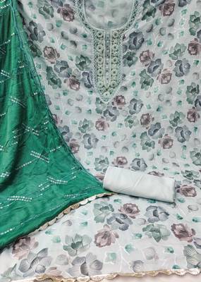 blue organza embroidered dress material 2