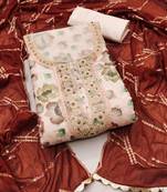 peach organza embroidered dress material