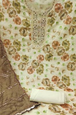 yellow organza embroidered dress material 4