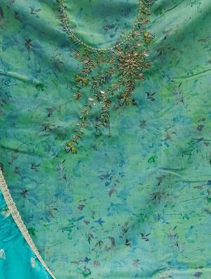 sea green cotton hand embroidery dress material 4