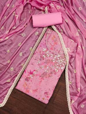 pink cotton hand embroidery dress material 1