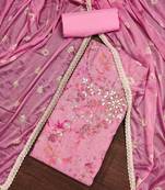 pink cotton hand embroidery dress material