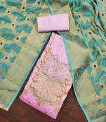 pink banarasi hand embroidery dress material