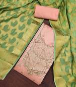 peach banarasi hand embroidery dress material