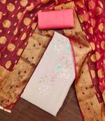 purple silk blend sequins dress material