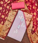 lavender silk blend sequins dress material