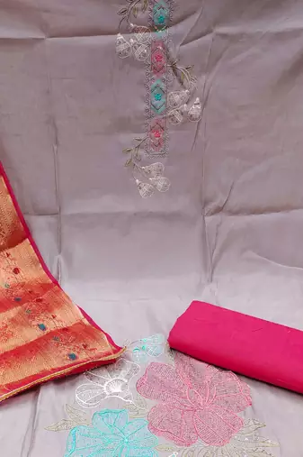 lavender silk blend sequins dress material