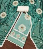 sea green silk blend embroidered dress material
