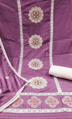 purple silk blend embroidered dress material 4