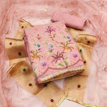 pink organza embroidered dress material 3