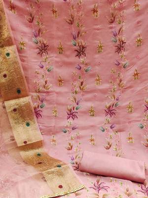 pink organza embroidered dress material 4