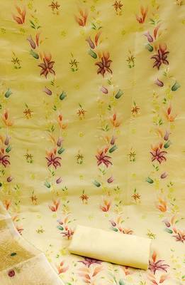 yellow organza embroidered dress material 4