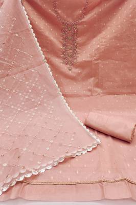 peach organza woven dress material 2