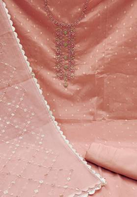 peach organza woven dress material 4